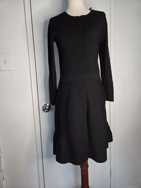 Ann Taylor Black Long Sleeve A-Line Dress